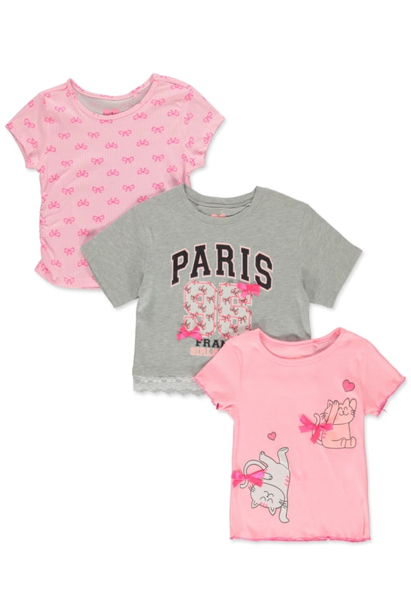 Paris Girls Graphic T-Shirt Set, 3-Piece Bundle Color: multi Size: 6