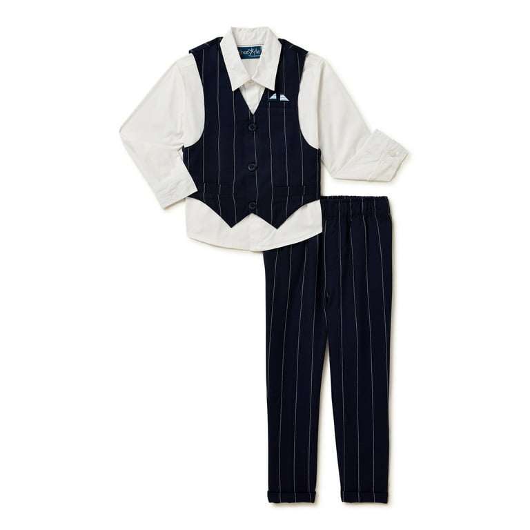 Light blue Baby Blue boys pinstripe vest 4 piece set formal suit easter all  size