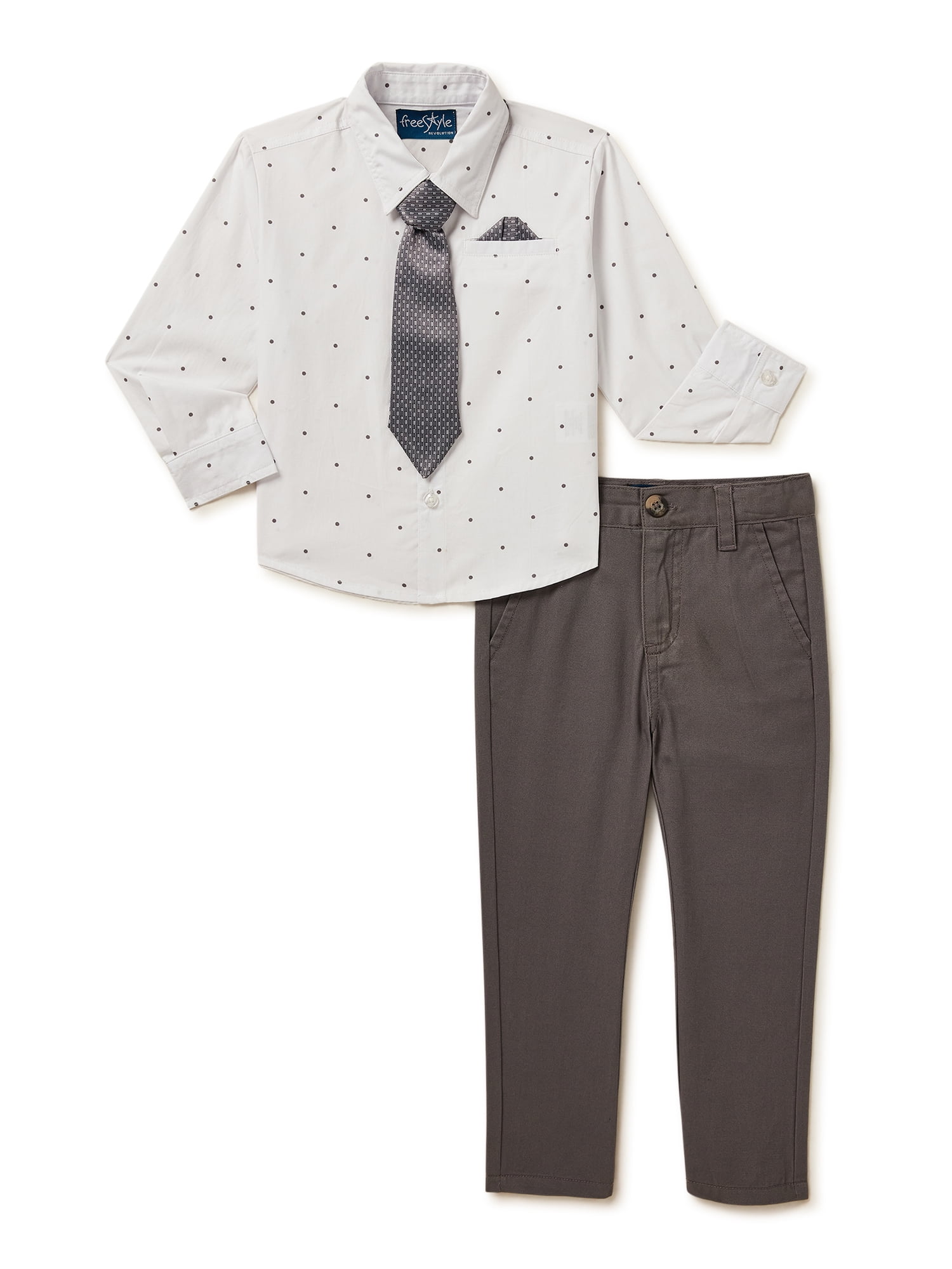 Freestyle Revolution Toddler Boys Dress Shirt & Pant with Tie Outfit
