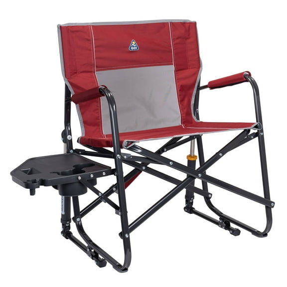GCI Outdoor Freestyle Rocker XL with Side Table Oversized Rocking Camp Chair, Cinnamon