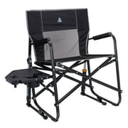 GCI Outdoor Freestyle Rocker XL with Side Table Oversized Rocking Camp Chair, Black