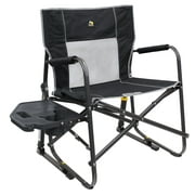 GCI Outdoor Freestyle Rocker XL with Side Table Oversized Rocking Camp Chair, Black