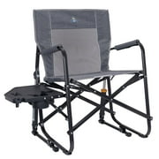 GCI Outdoor Freestyle Rocker with Side Table Foldable Rocking Camp Chair, Heathered Pewter
