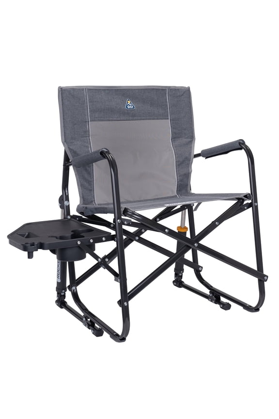 Freestyle Rocker with Side Table Folding Rocking Camping Chair, Heathered Pewter