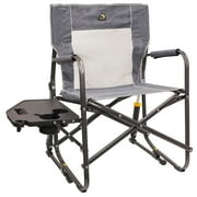 GCI Outdoor Freestyle Rocker with Side Table Foldable Rocking Camp Chair, Heathered Pewter