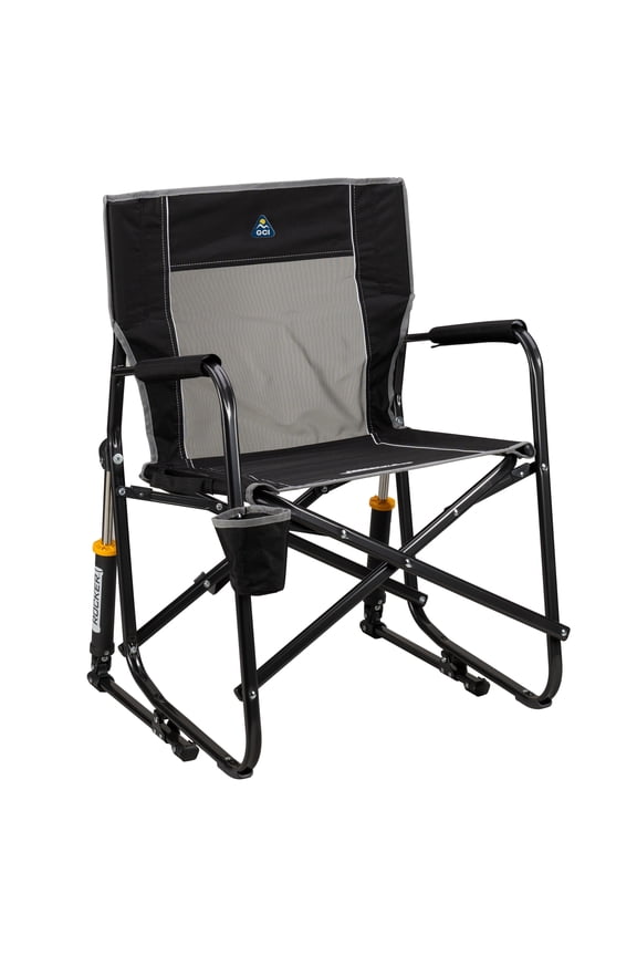 Freestyle Rocker Folding Rocking Camping Chair with Cup Holder, Black