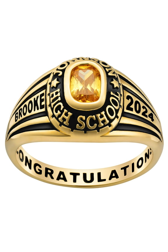 Order Now for 2025 Graduation, Freestyle Women's Gold Over Celebrium Classic Class Ring, Personalized, High School or College Graduation