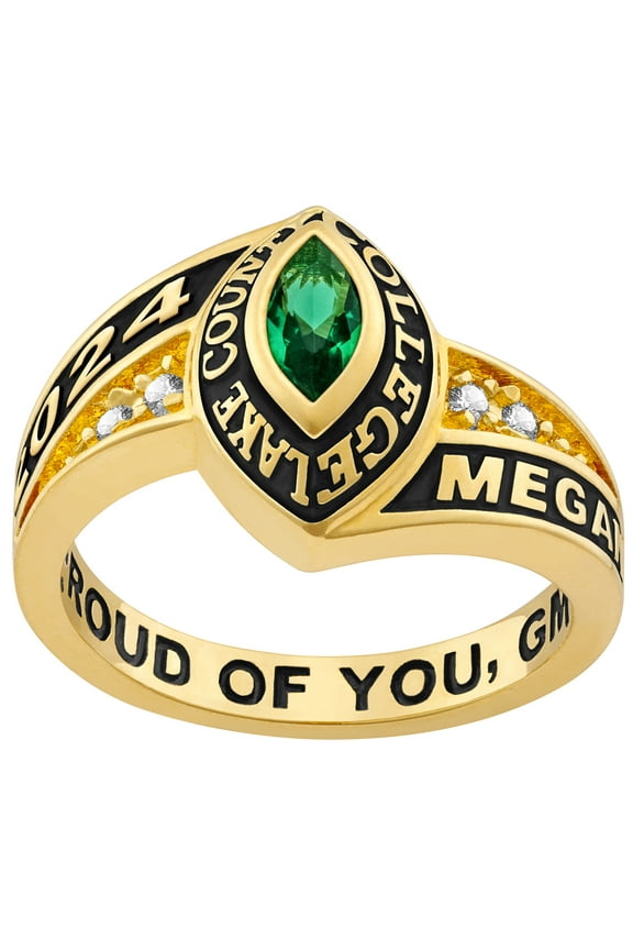 Order Now for 2025 Graduation, Freestyle Women's Yellow Celebrium Marquise Birthstone and CZ Class Ring, Personalized, High School or College Graduation