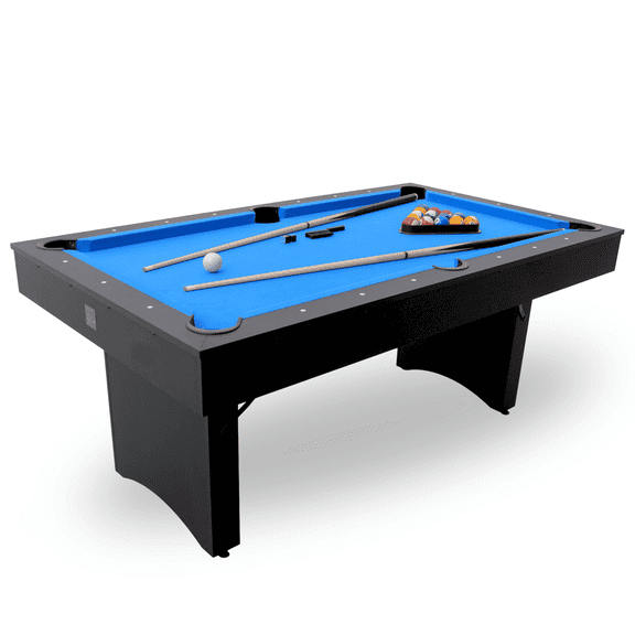 Freetime Fun 6 FT Deluxe Portable Pool Table with Billiard Tables Accessories (Blue Felt) - RB2150