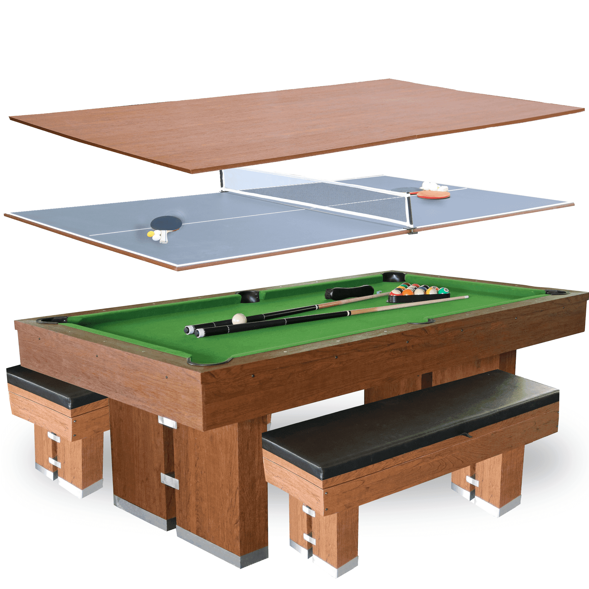7' Multi-Game Engineered Wood Pool and Ping Pong Table