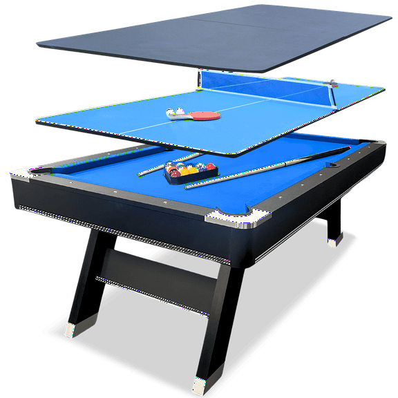 Freetime Fun 7 ft Multi-Game Table. Billiards, Table Tennis and Handy Serving Table. Get Two Great Games on this Stylish, Solid Table, for the Price of One! All Game Accessories Included - SKU RB6000