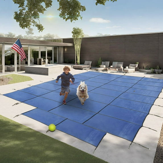 Freetime Fun Mesh Commercial Grade 16x32ft Rectangle Pool Safety Cover for Inground Pool Made in USA