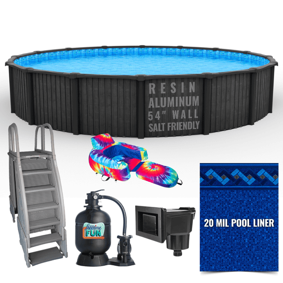 24' Round Salt-Friendly Pool Kit - 54" Aluminum/Resin - Complete System PP1024-FS