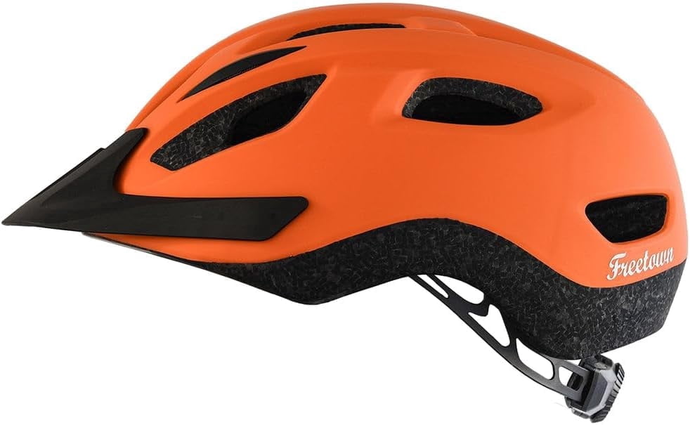 Freetown ALLONS Adult Bike Helmet with Magnetic Buckle, 15 Airflow Vents, Lightweight Thermo-Molded Urban Commuter Cycling Helmet, Orange