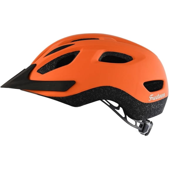 Freetown ALLONS Adult Bike Helmet with Magnetic Buckle, 15 Airflow Vents, Lightweight Thermo-Molded Urban Commuter Cycling Helmet, Orange