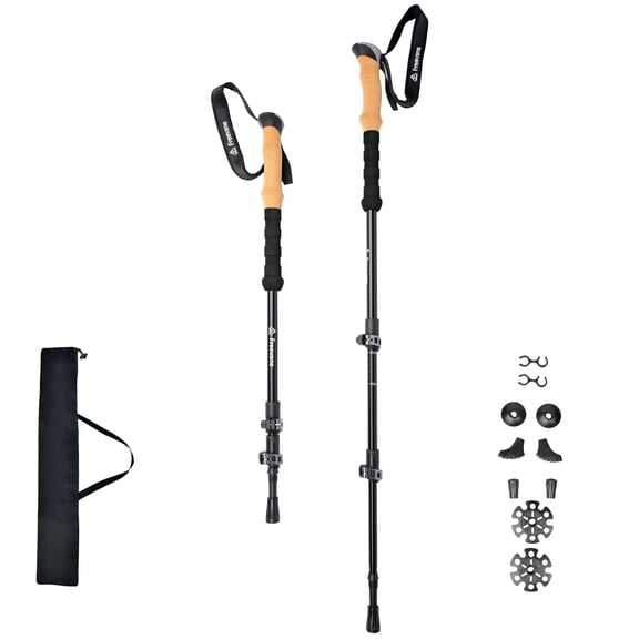 Freevane 7075 Aluminum Telescoping Trekking Poles, Cork Grip, 2 Pack