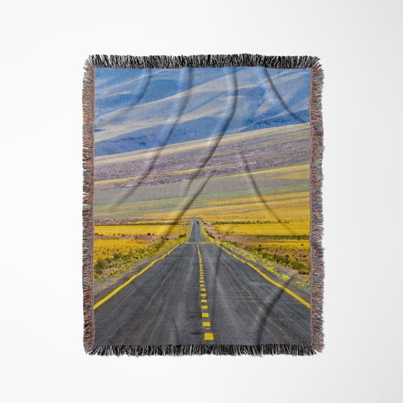 Freeway Through Atacama Desert, San Pedro De Atacama,Chile., Woven Blanket
