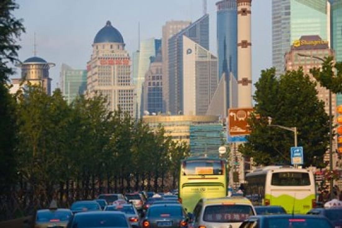 Freeway during rush hour Shanghai China Canvas Art - Keren Su DanitaDelimont (38 x 25)