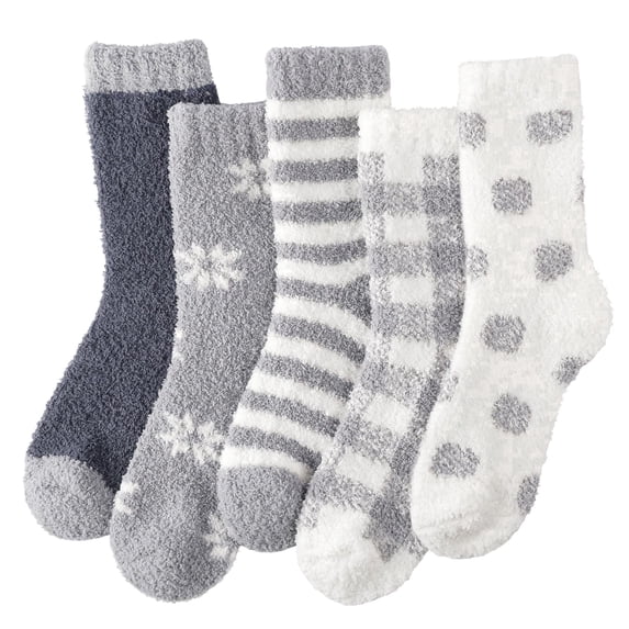 Freeyoka Women's Fuzzy Socks, Soft Warm Cozy Plush for Winter Home Lounging Sleeping, 5 Pairs