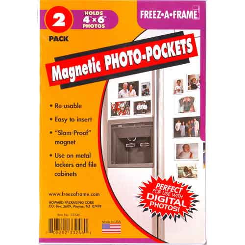 Howard Packaging 24246 2-Pack 4x6-Inch Freez-A-Frame Flexible Magnetic Photo Pocket