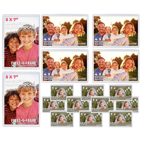 Freez A Frame Clear Magnetic Pockets 16 Pack (2) 5 x 7 (4) 4 x 6 (10) 2.5 x 3.5 - Exclusive