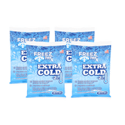 Freez Pak Extra Cold -2 C 28 F 1lb Ice Pack Bag - Reusable & Compact Ice Substitute Pack for Lunch Boxes, Coolers, Fishing, Sporting Events, Beach & Camping Trips - Made in the USA 4-Pack