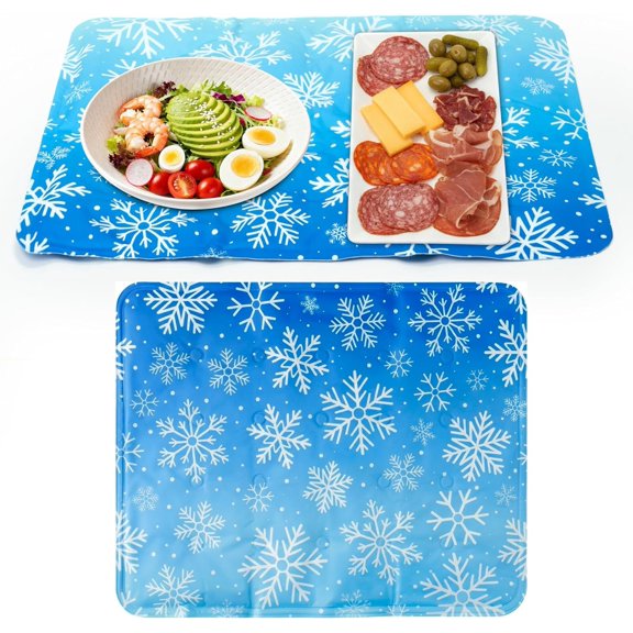 Freezable Ice Mat Set- Cooling Keeping Serving Tray for Outside Picnic Party Buffet, Charcuterie Chilling Mats for Cheese Deli Veggie Sushi