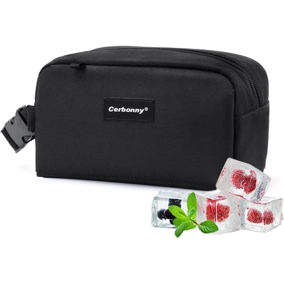 Cerbonny Mini Freezable Lunch Bag, 9"×5"×4" Small Insulated Cooler Box with Ice Pack and Handle Buckle for School Work Travel