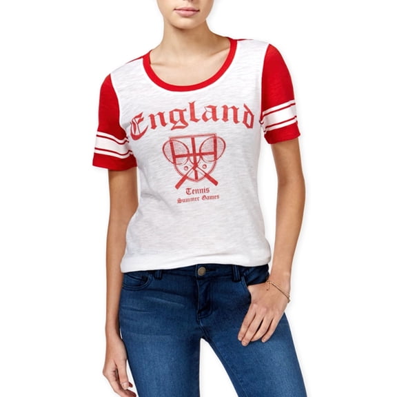 Freeze CMI Inc. Womens England Tennis Graphic T-Shirt, White, Juniors, X-Small