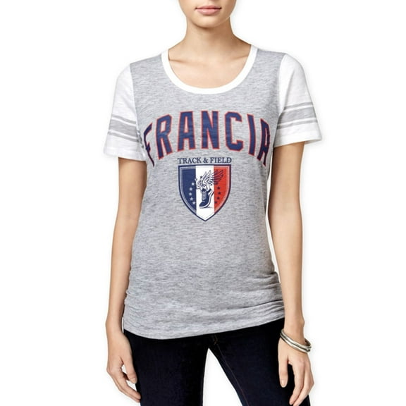 Freeze CMI Inc. Womens France Track & Field Graphic T-Shirt, Grey, Juniors, Small