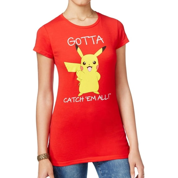 Freeze CMI Inc. Womens Gotta Catch 'Em All Graphic T-Shirt, Red, Juniors, Large