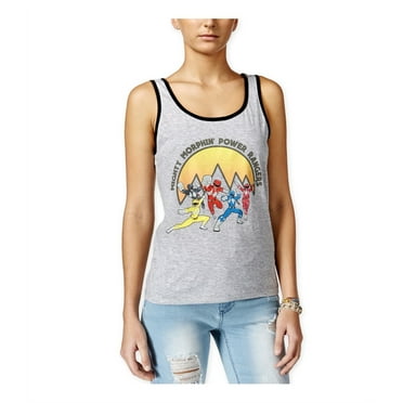 Freeze CMI Inc. Womens Ringer Power Rangers Tank Top, Grey, Juniors, X-Small