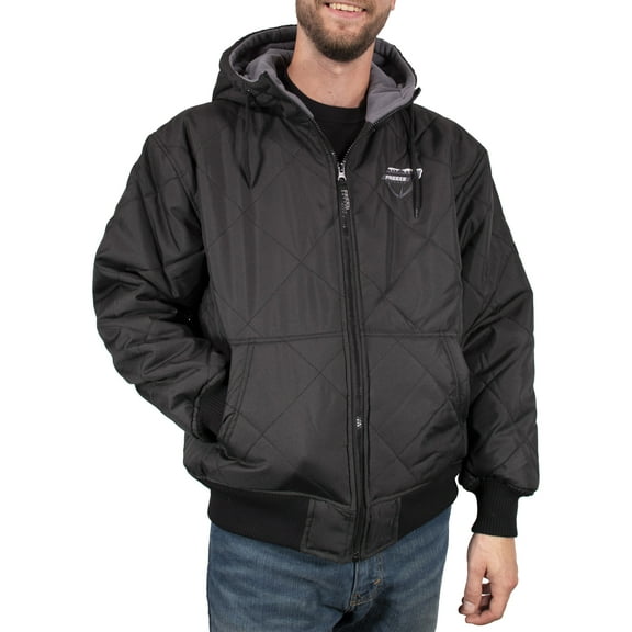 Freeze Defense Men's Big & Tall Fleece Lined Quilted Winter Jacket Coat (6XL, Black)