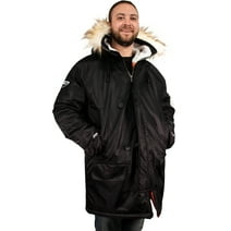 Freeze Defense Men's Big & Tall Winter Coat Snorkel Parka Jacket (Black, 6XL)