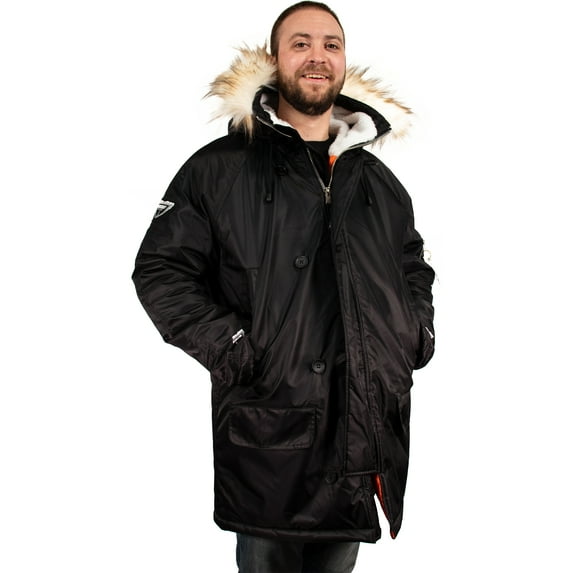Freeze Defense Men's Big & Tall Winter Coat Snorkel Parka Jacket (Black, 6XL)