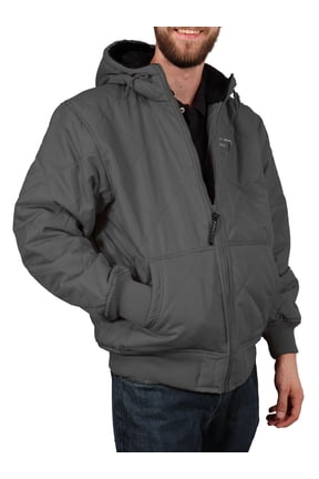 Men's Fleece Lined Quilted Winter Jacket Coat (Large, Gray)