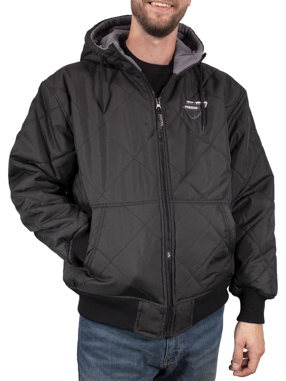 Men's Winter Coat Fleece Lined Quilted Jacket (XL, Black)