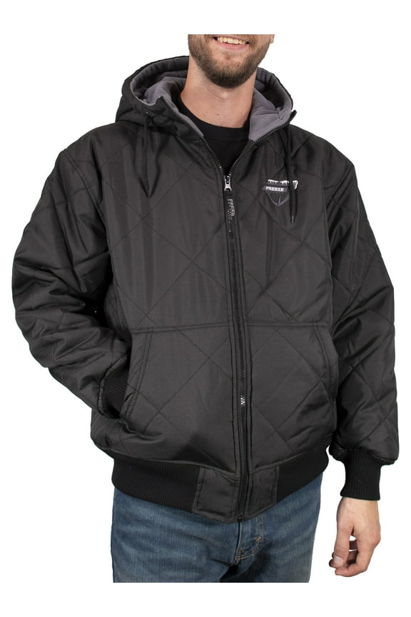 Men's Winter Coat Fleece Lined Quilted Jacket (Medium, Black)