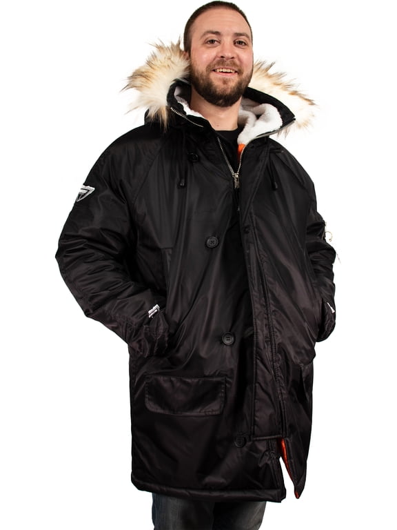 Men's Winter Coat Snorkel Parka Jacket (Black, Small)