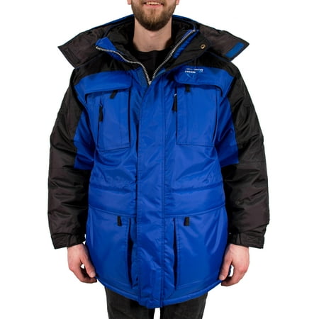 Freeze Defense Warm Men's 3in1 Winter Jacket Coat Parka & Vest (Large, Blue)