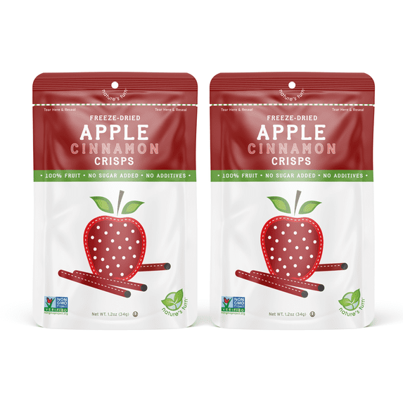 Nature’s Turn Freeze-Dried Apple Cinnamon Crisps, No Added Sugar, Healthy Natural Fruit Crisp Snack for School Lunches, 2 Pack (1.2 oz Each)