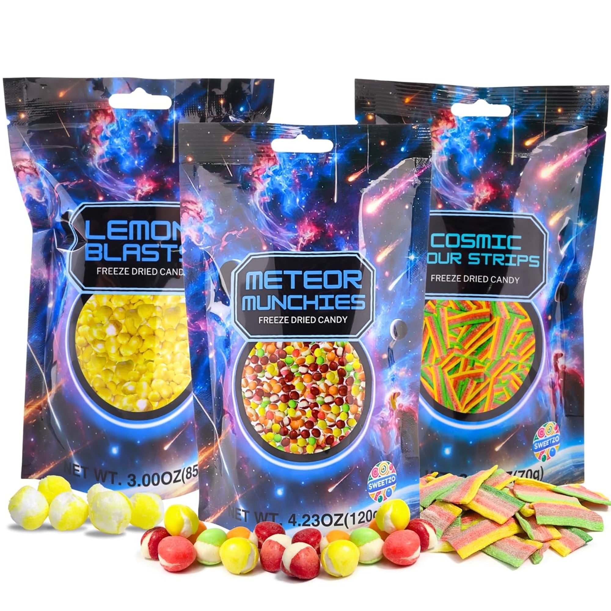Freeze Dried Candy Assortment, Dehydrated Hard Candies. Pack of 3, 1 of Each, 9.7 Ounces Total