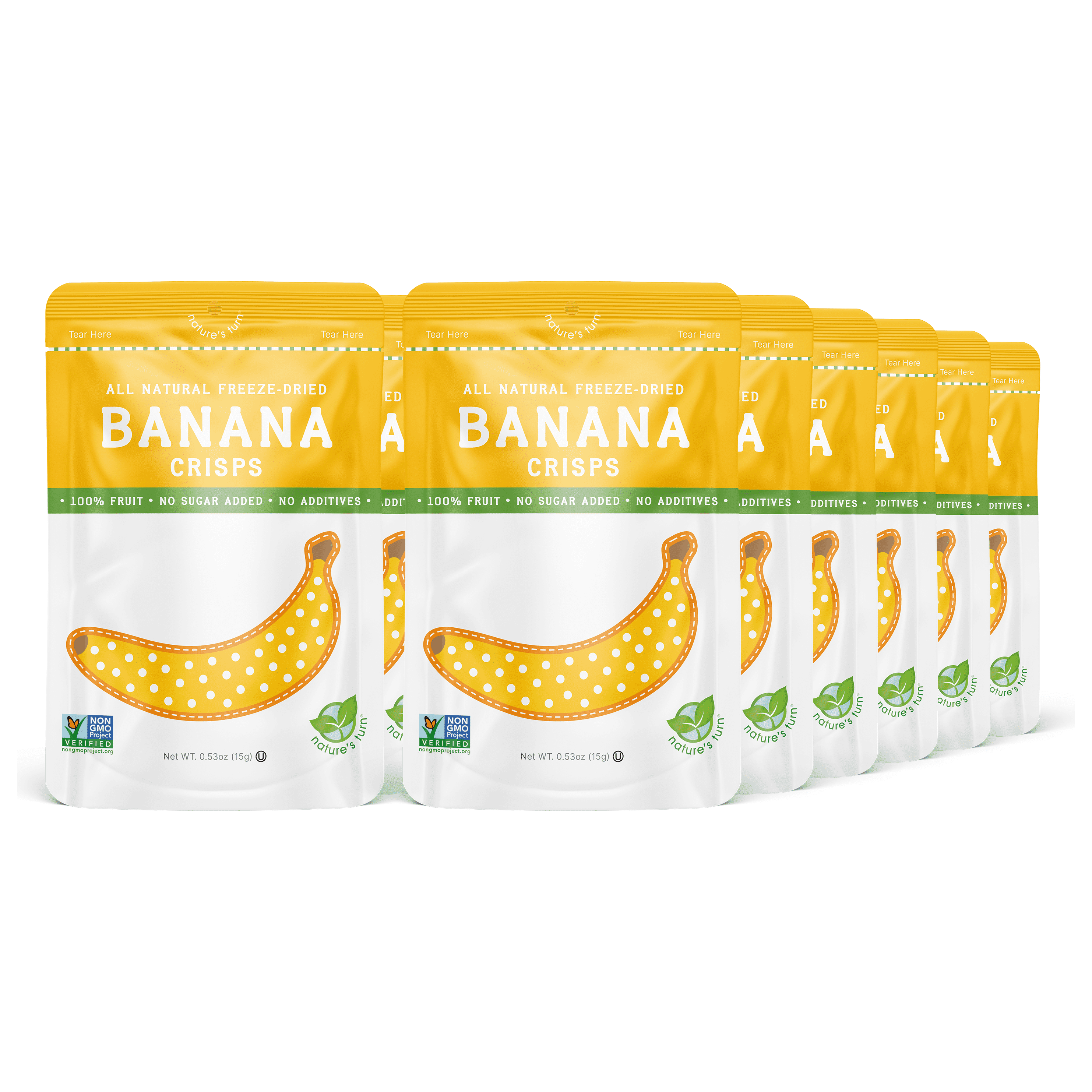 Nature’s Turn Freeze-Dried Banana Crisps, No Added Sugar, Healthy Natural Fruit Crisp Snack for School Lunches, 12 Pack (0.53 oz Each)