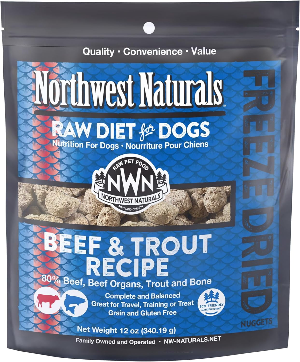 FreezeDried Beef & Trout Dog Food BiteSized Nuggets Healthy