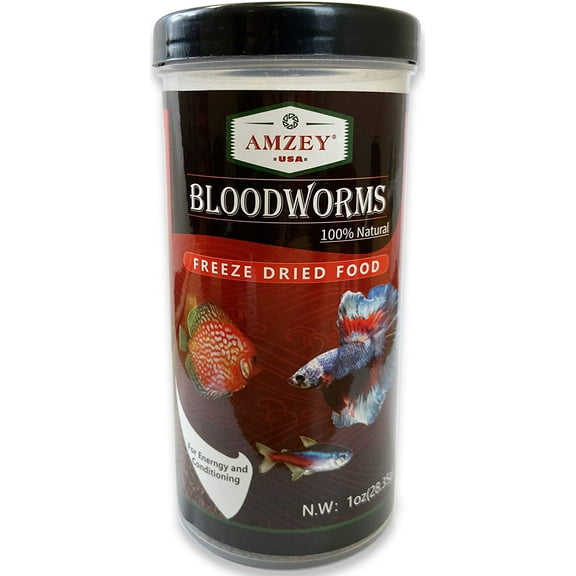 Freeze Dried Bloodworm 1 oz, 100% Natural Freeze Dried Blood Worms - Aquarium Fish Food - High Protein Food for Betta Fish, Goldfish, Cichlid, Guppy, Discus, Turtle
