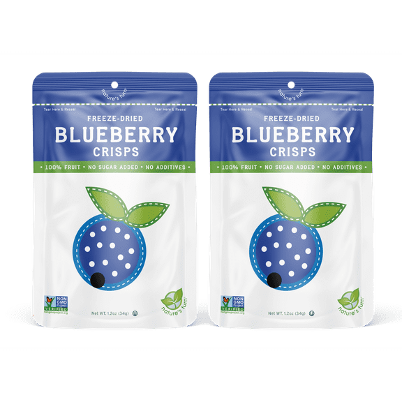 Natures Turn Freeze-Dried Fruit Snacks, Blueberry Crisps, Pack of 2 (1.2 oz Each)