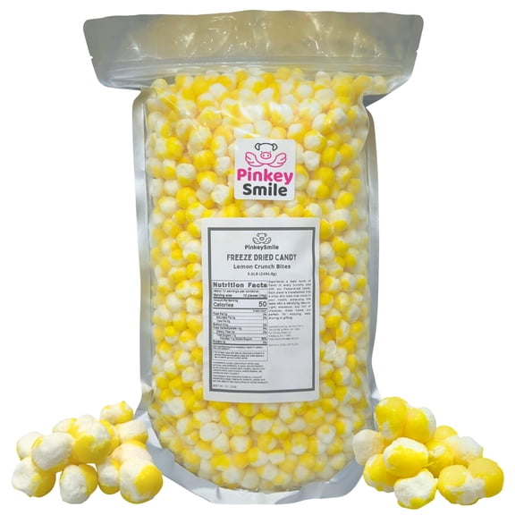 Freeze Dried Candy Lemon Crunch Bites  5.5lb Jumbo Giant Bag Bulk Mini Sour Lemon Puffs - Deliciously Crunchy, Intense Flavor, Lightweight Snack - Resealable Bag