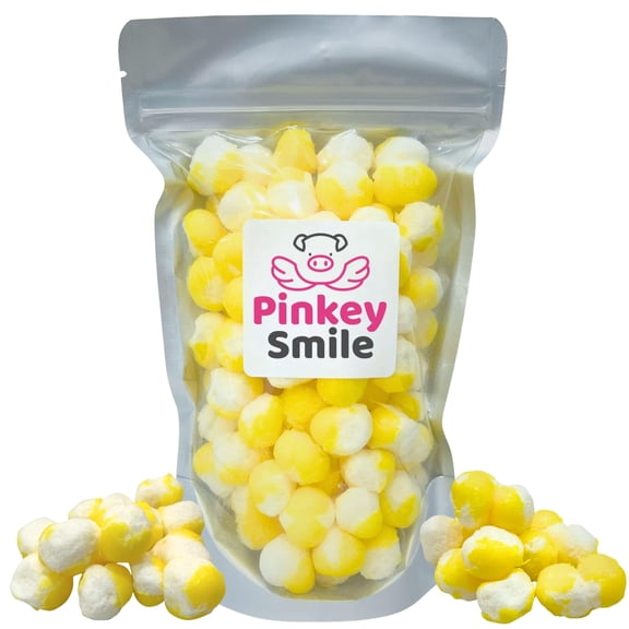 Freeze Dried Candy Lemon Crunch Bites 5oz Mini Sour Lemon Puffs - Deliciously Crunchy, Intense Flavor, Lightweight Snack - Resealable Bag