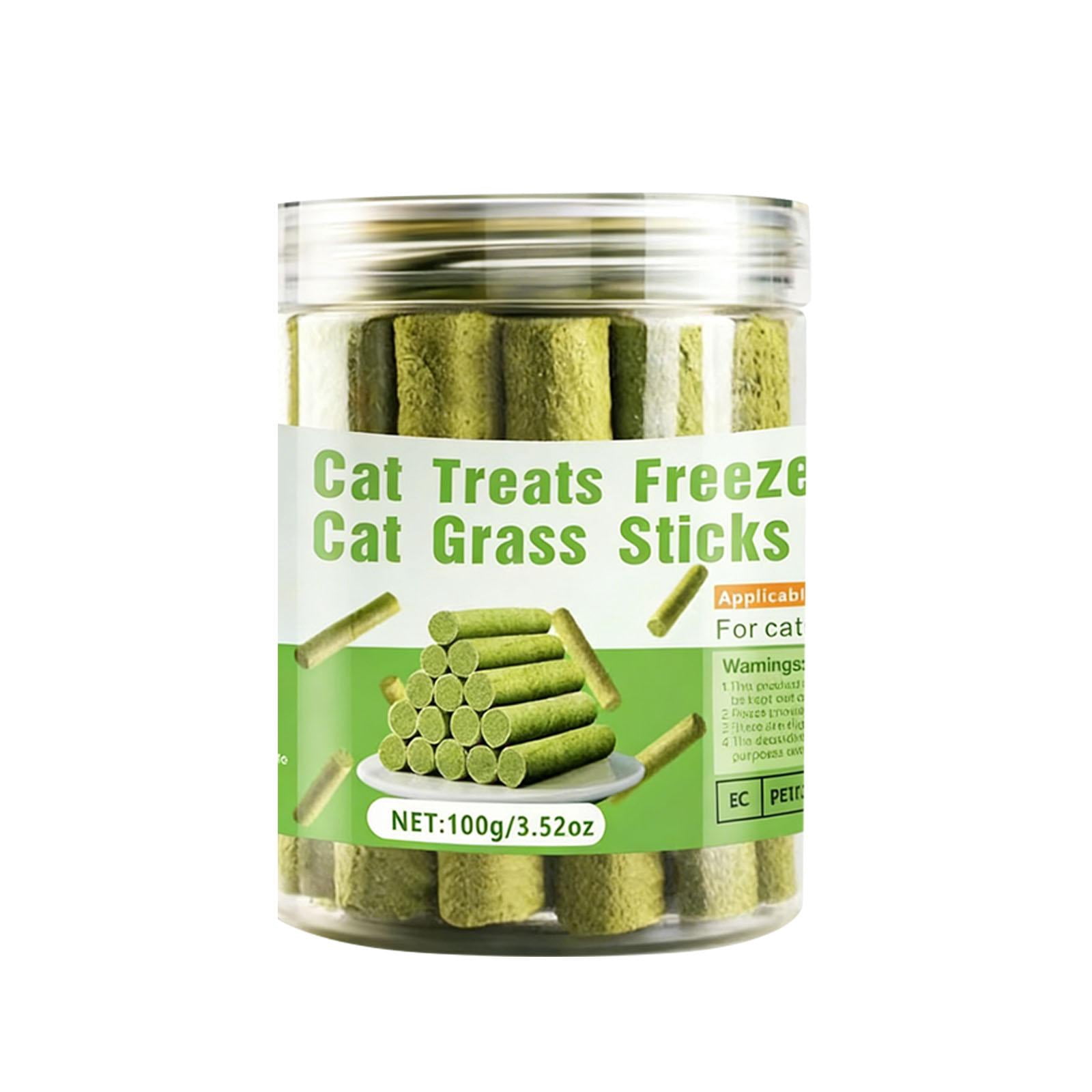 Cat Treats for Indoor Cats, Cat Grass, 16 Sticks, 3.52Oz, Plastic Jar, Feline Oral Care, Chewing, Light Green, 1 Jar, Pet Snacks