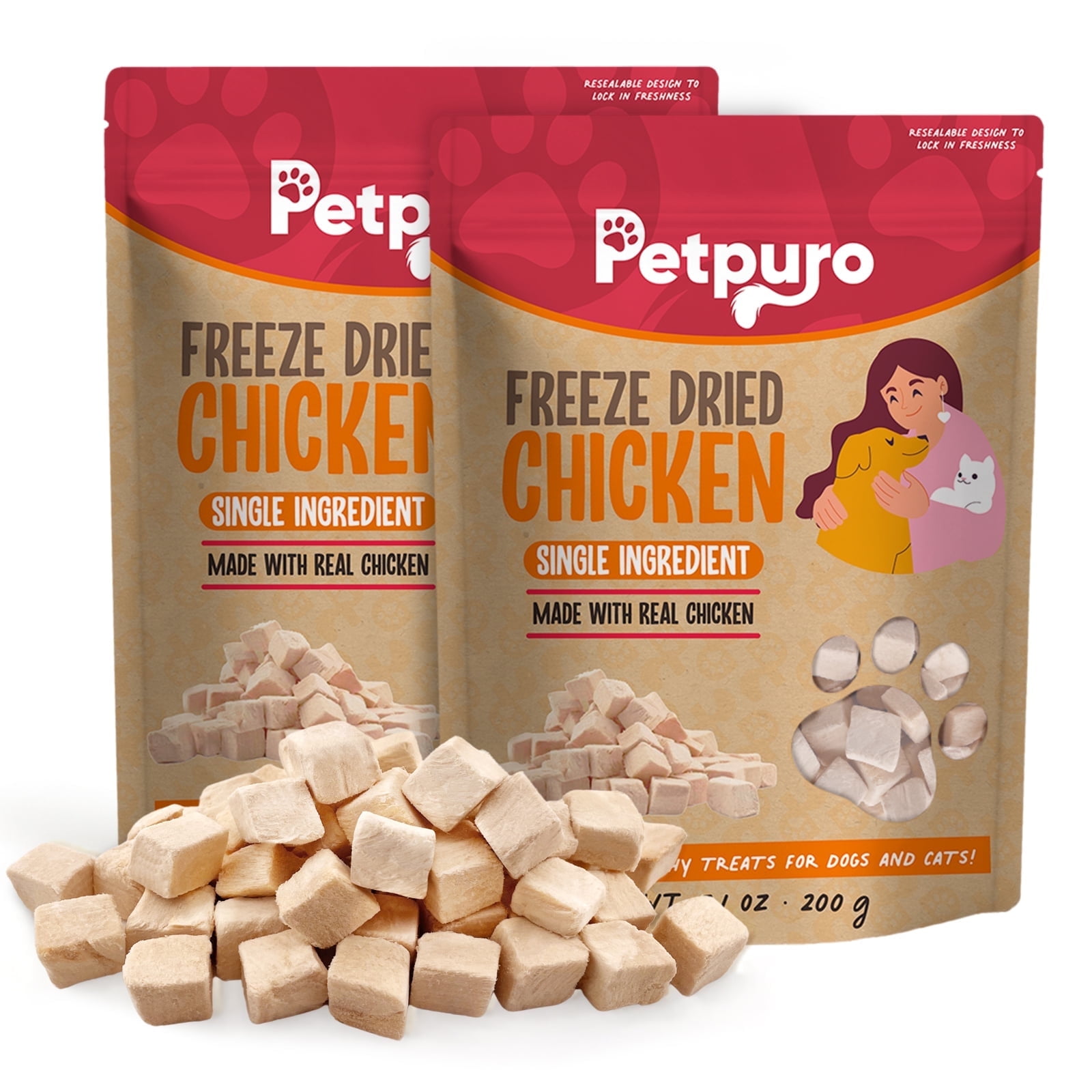 Freeze Dried Chicken Cat Treats  14.2 oz, Single Ingredient Chicken High Protein Pet Training Snacks or Food Topper for Cats & Dogs